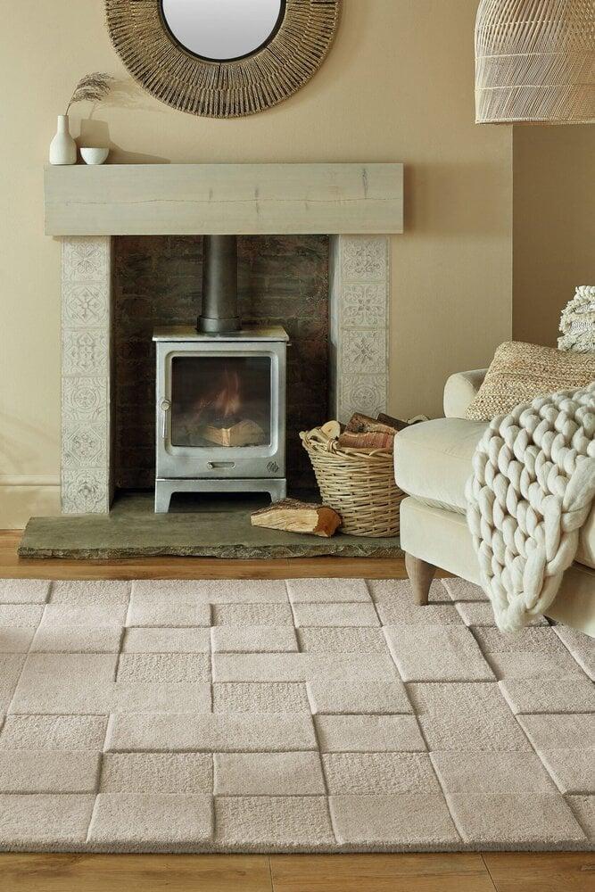 Flycarpets Checkerboard Naturel / Beige Vloerkleden - Tijdloze Elegantie Voor Jouw Interieur