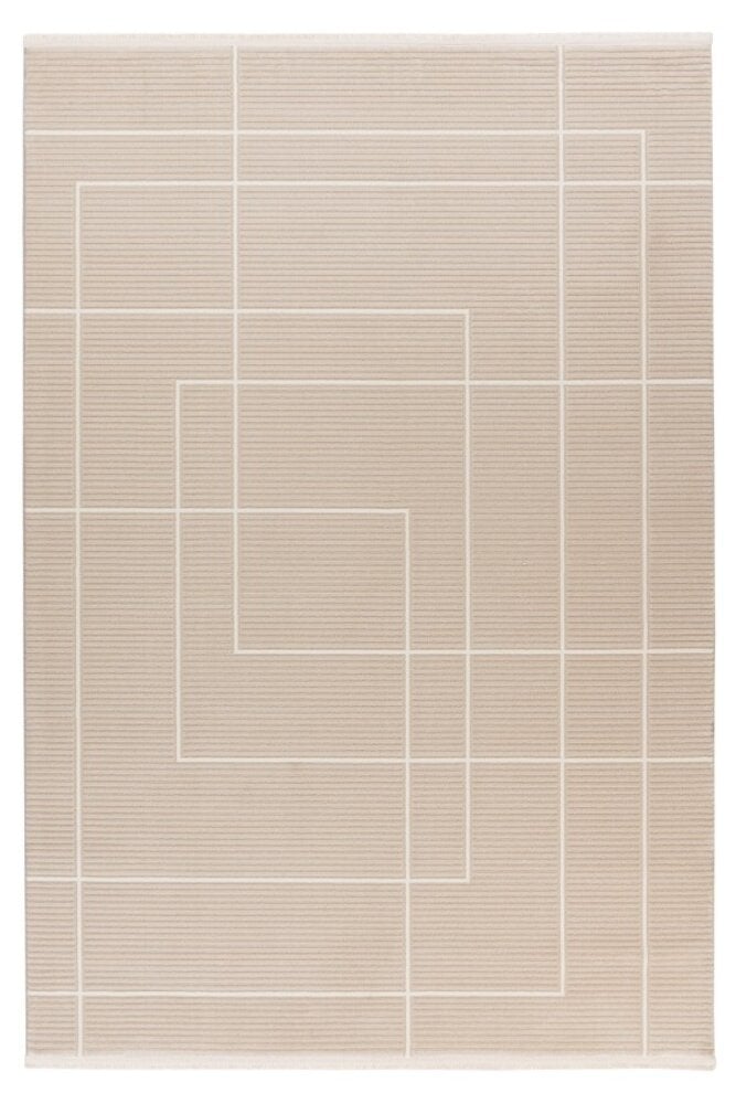 Flycarpets Claire Vloerkleed - Japandi Stijl Geblokt En Gestreept Modern - Beige