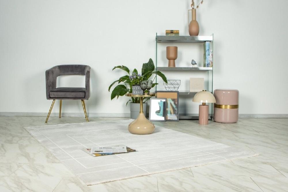 Flycarpets Claire Vloerkleed - Japandi Stijl Geblokt En Gestreept Modern - Grijs