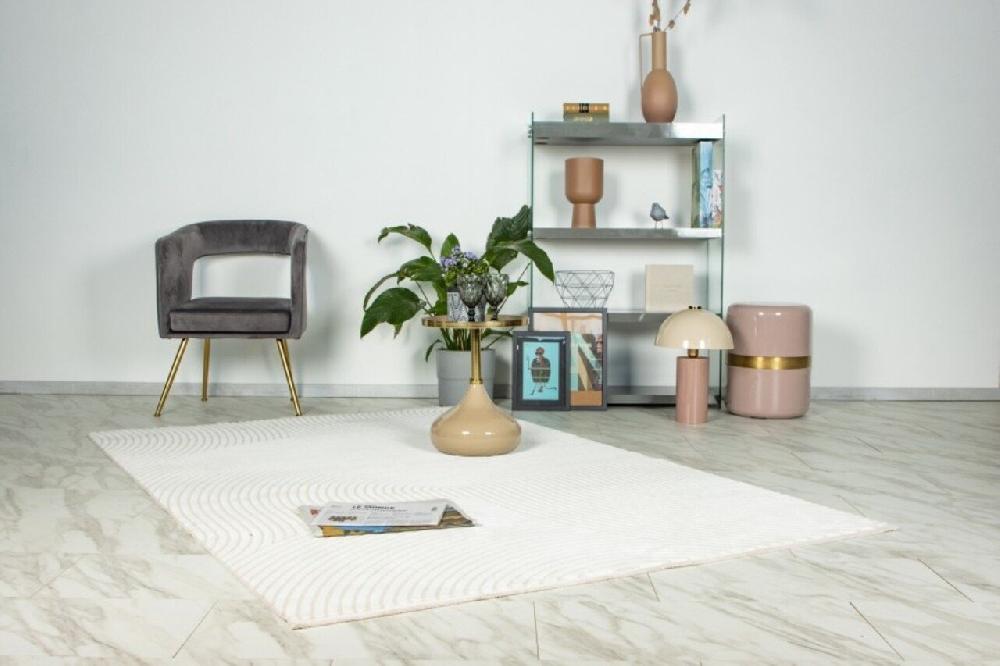 Flycarpets Claire Vloerkleed - Japandi Stijl Halve Cirkels Modern - Crème