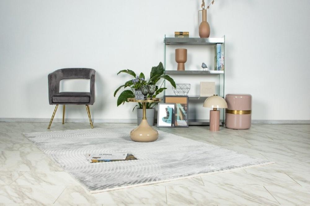 Flycarpets Claire Vloerkleed - Japandi Stijl Halve Cirkels Modern - Grijs