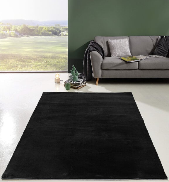 flycarpets Comfy Vicenza vloerkleed - Zacht Hoogpolig - Zwart