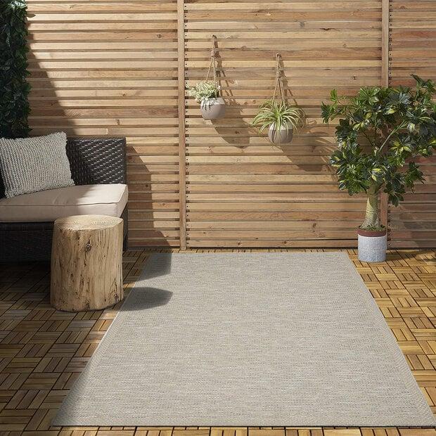 flycarpets Cyrene Laagpolig Kader Beige / Grijs vloerkleed - Indoor En Outdoor