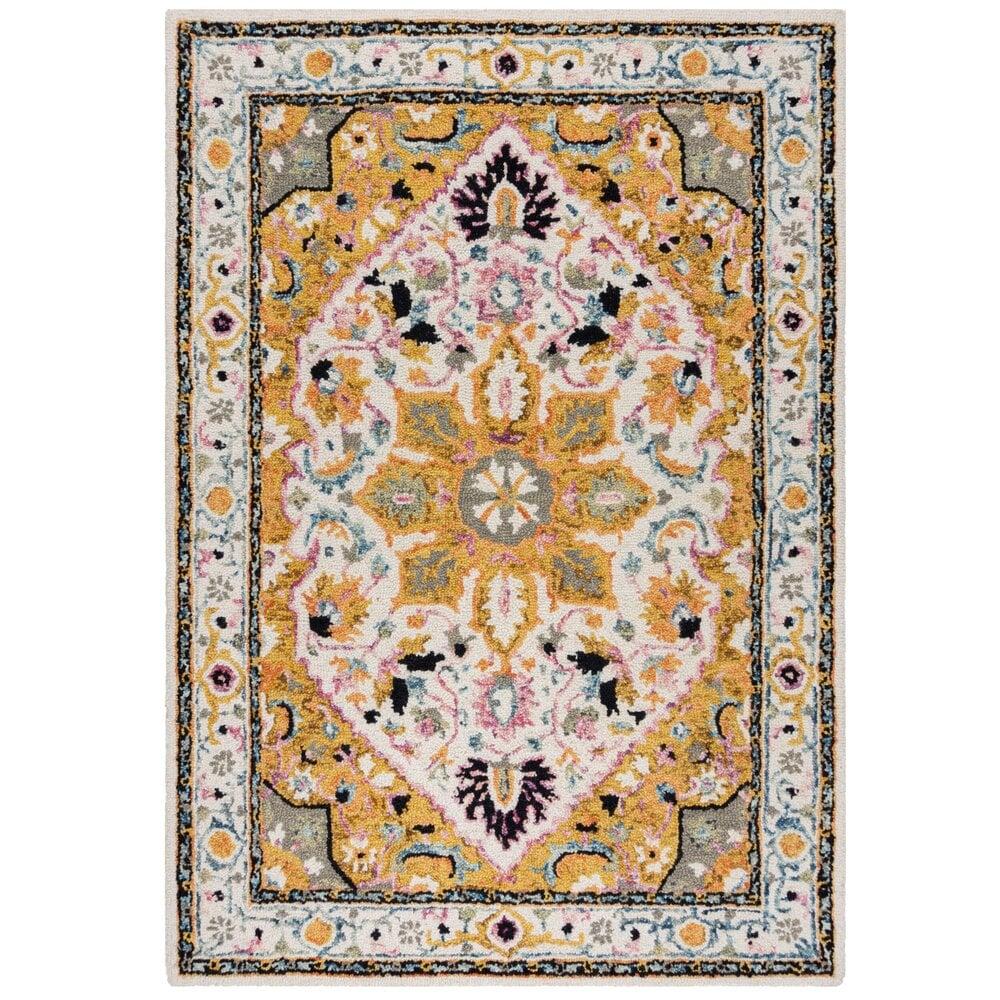 Flycarpets Dahlia Vintage Vloerkleed Geel / Multi- Elegante Luxe Voor Elk Interieur