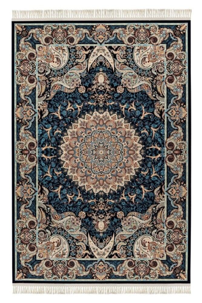 Flycarpets Darius Vloerkleed - Medaillon Oosters Klassiek Perzisch Design - Donkerblauw