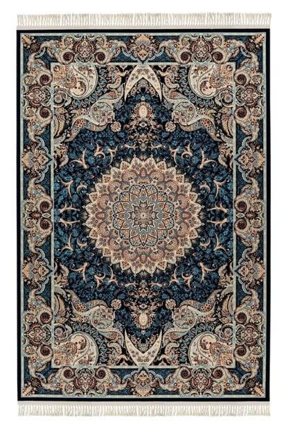 flycarpets Darius vloerkleed - Medaillon Oosters Klassiek Perzisch Design - Donkerblauw