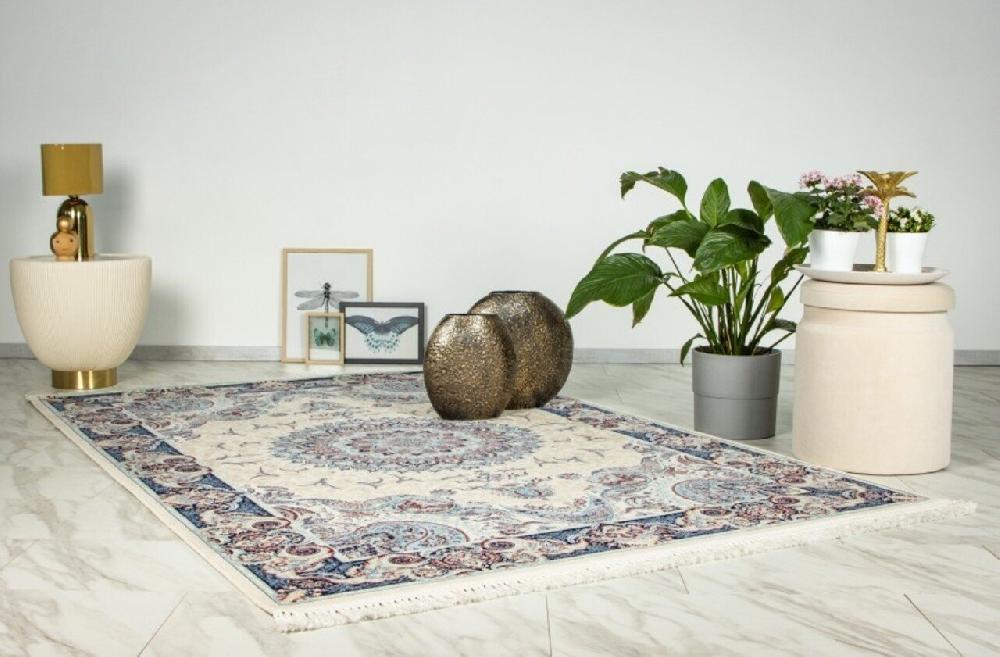 Flycarpets Darius Vloerkleed - Medaillon Oosters Klassiek Perzisch Design - Crème