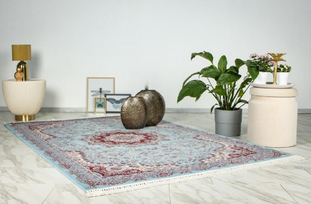 Flycarpets Darius Vloerkleed - Medaillon Oosters Klassiek Perzisch Design - Blauw