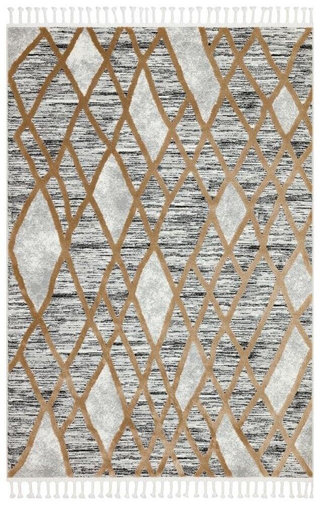 Flycarpets Deva Modern Beige / Grijs Vloerkleed - Franjes
