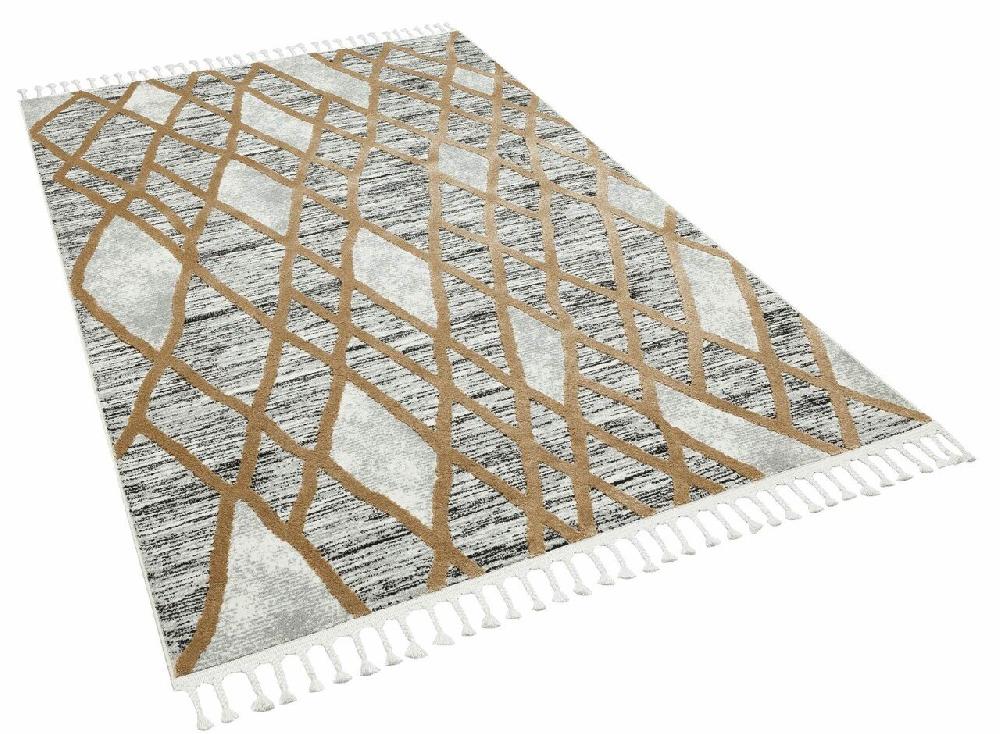 Flycarpets Deva Modern Beige / Grijs Vloerkleed - Franjes