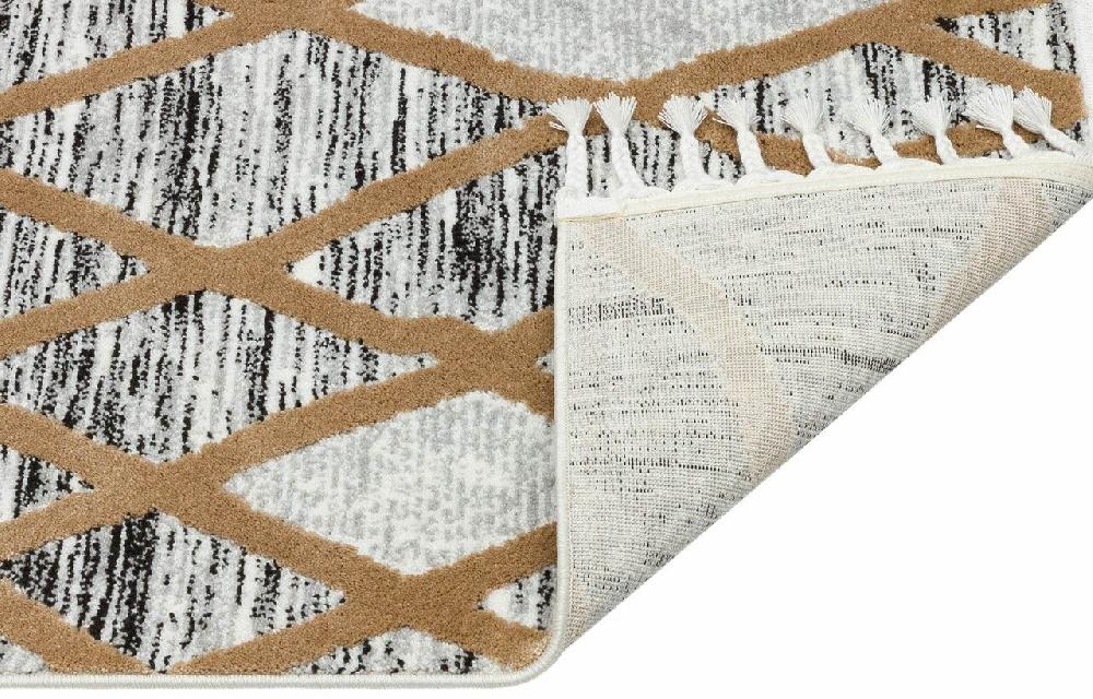 Flycarpets Deva Modern Beige / Grijs Vloerkleed - Franjes