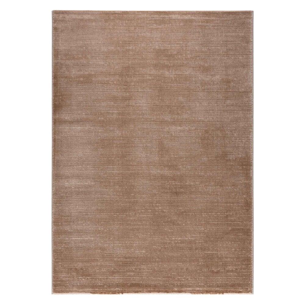 Flycarpets Eleganza Vloerkleed - Gestreept Modern Laagpolig - Donkerbeige