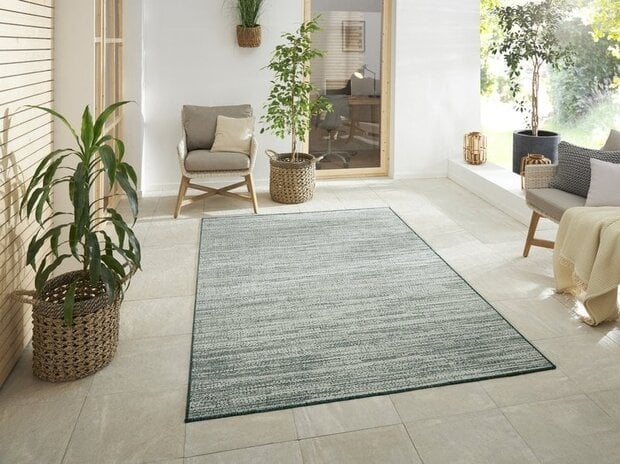 flycarpets Elle Decoration - Binnen & Buitenkleed - Omkeerbaar - Gemini - Gemeleerd - Groen