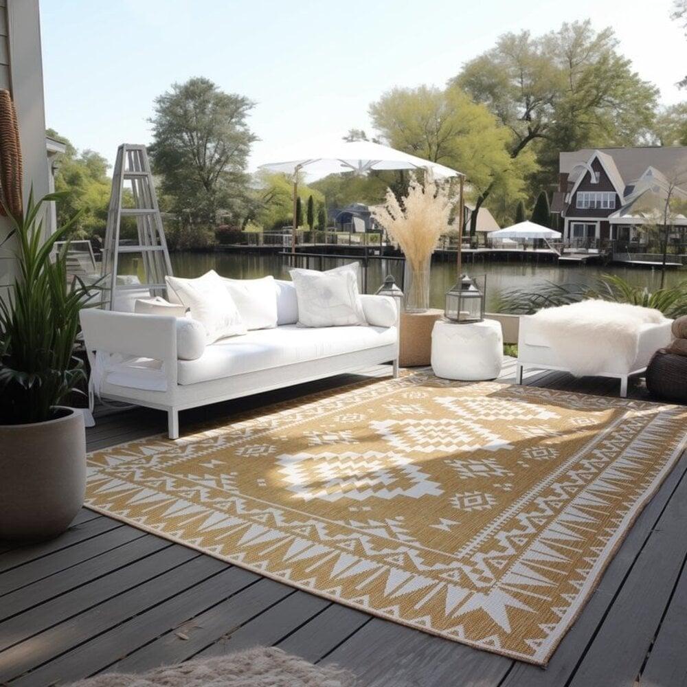 Flycarpets Elle Decoration - Binnen & Buitenkleed - Omkeerbaar - Gemini - Okergeel