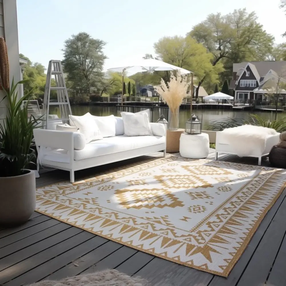 Flycarpets Elle Decoration - Binnen & Buitenkleed - Omkeerbaar - Gemini - Okergeel