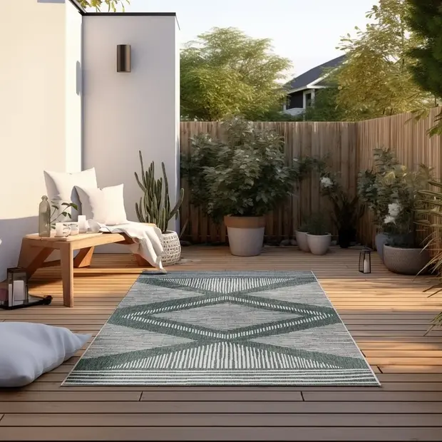 flycarpets Elle Decoration - Binnen & Buitenkleed - Omkeerbaar - Rhombus - Groen