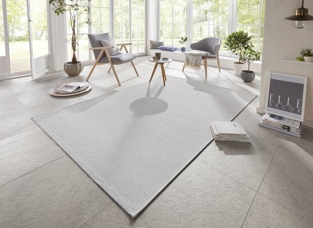 flycarpets Elle Decoration - Binnen & Buitenkleed - Secret - Laagpolig - Lichtgrijs / Zilver