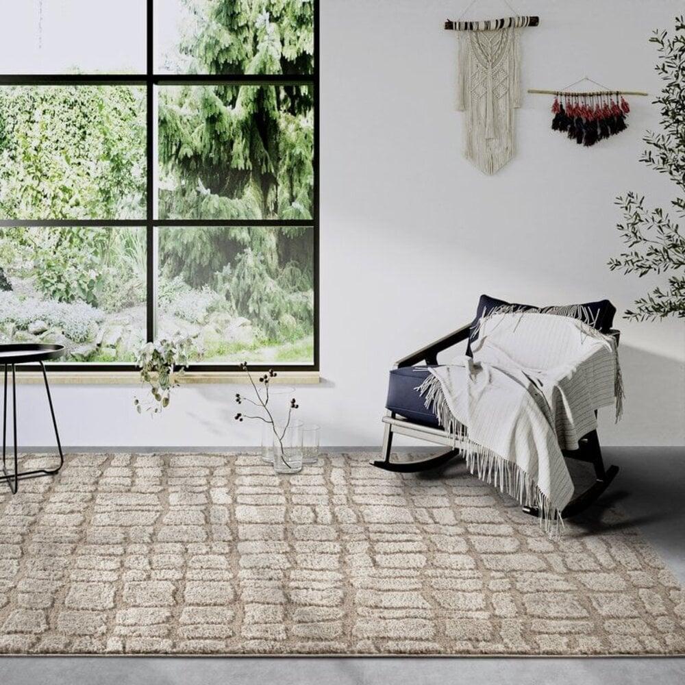 Flycarpets Elle Decoration - Gallery - Hoogpolig Vloerkleed - Artistique - Beige