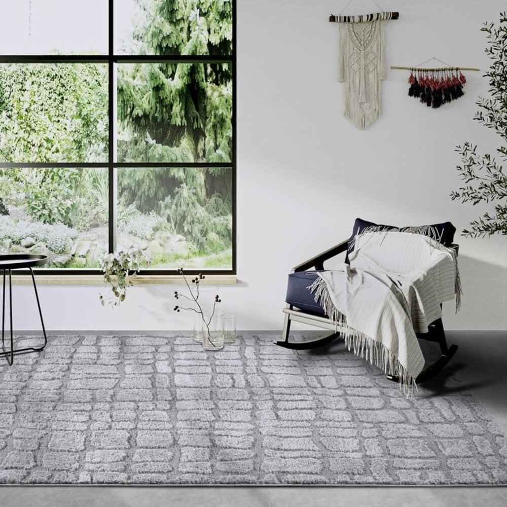 Flycarpets Elle Decoration - Gallery - Hoogpolig Vloerkleed - Artistique - Lichtgrijs