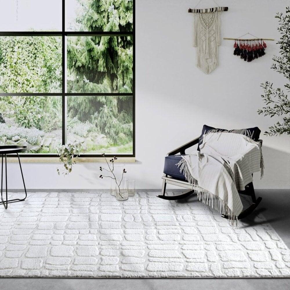 Flycarpets Elle Decoration - Gallery - Hoogpolig Vloerkleed - Artistique - Crème Wit