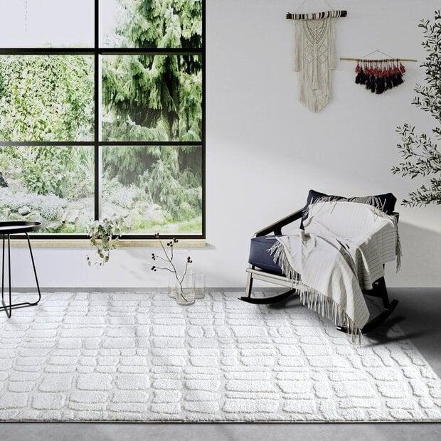 flycarpets Elle Decoration - Gallery - Hoogpolig vloerkleed - Artistique - Crème Wit