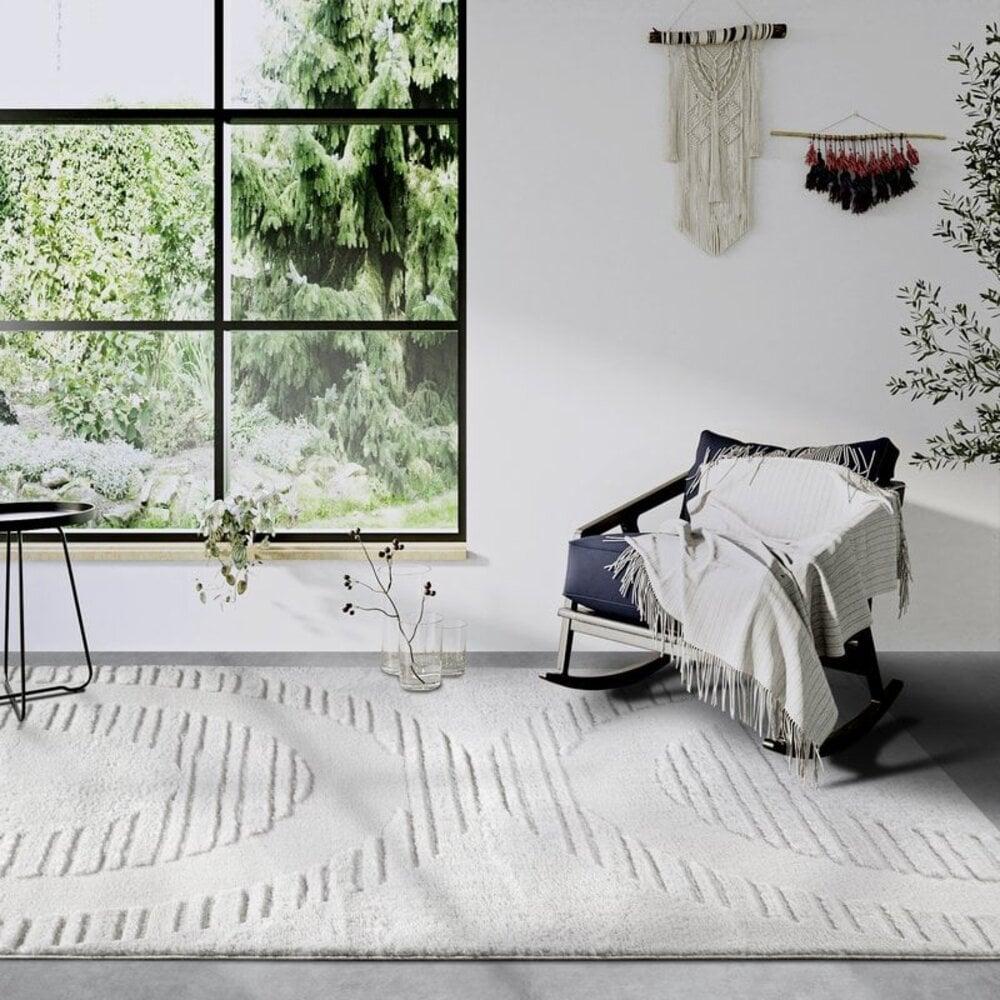 Flycarpets Elle Decoration - Gallery - Hoogpolig Vloerkleed - Bartoux - Crème Wit