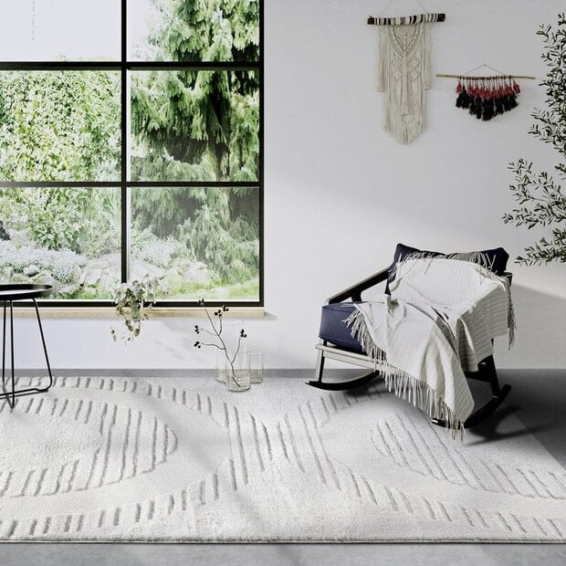 flycarpets Elle Decoration - Gallery - Hoogpolig vloerkleed - Bartoux - Crème Wit