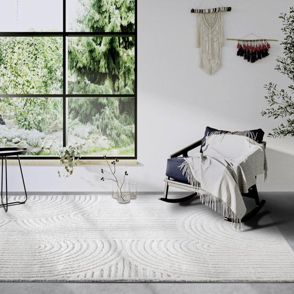 Flycarpets Elle Decoration - Gallery - Hoogpolig Vloerkleed - Chappe - Crème Wit