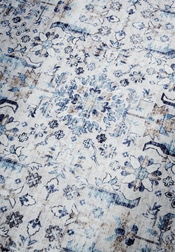 Flycarpets Elle Decoration - Imagination - Laagpolig Vintage Vloerkleed - Saveh - Crème / Blauw