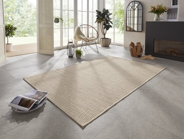 flycarpets Elle Decoration - Laagpolig - Binnen & Buitenkleed - Handgeweven Look - Dreux - Crème