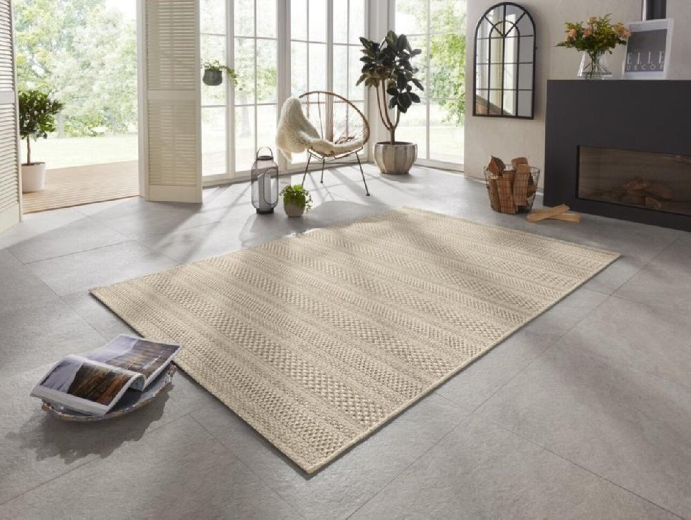 Flycarpets Elle Decoration - Laagpolig - Binnen & Buitenkleed - Handgeweven Look - Arras - Naturel / Bruin