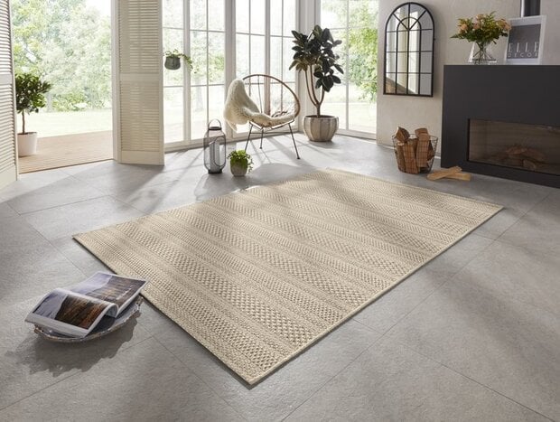 flycarpets Elle Decoration - Laagpolig - Binnen & Buitenkleed - Handgeweven Look - Arras - Naturel / Bruin