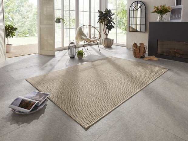 flycarpets Elle Decoration - Laagpolig - Binnen & Buitenkleed - Handgeweven Look - Dreux - Naturel / Bruin