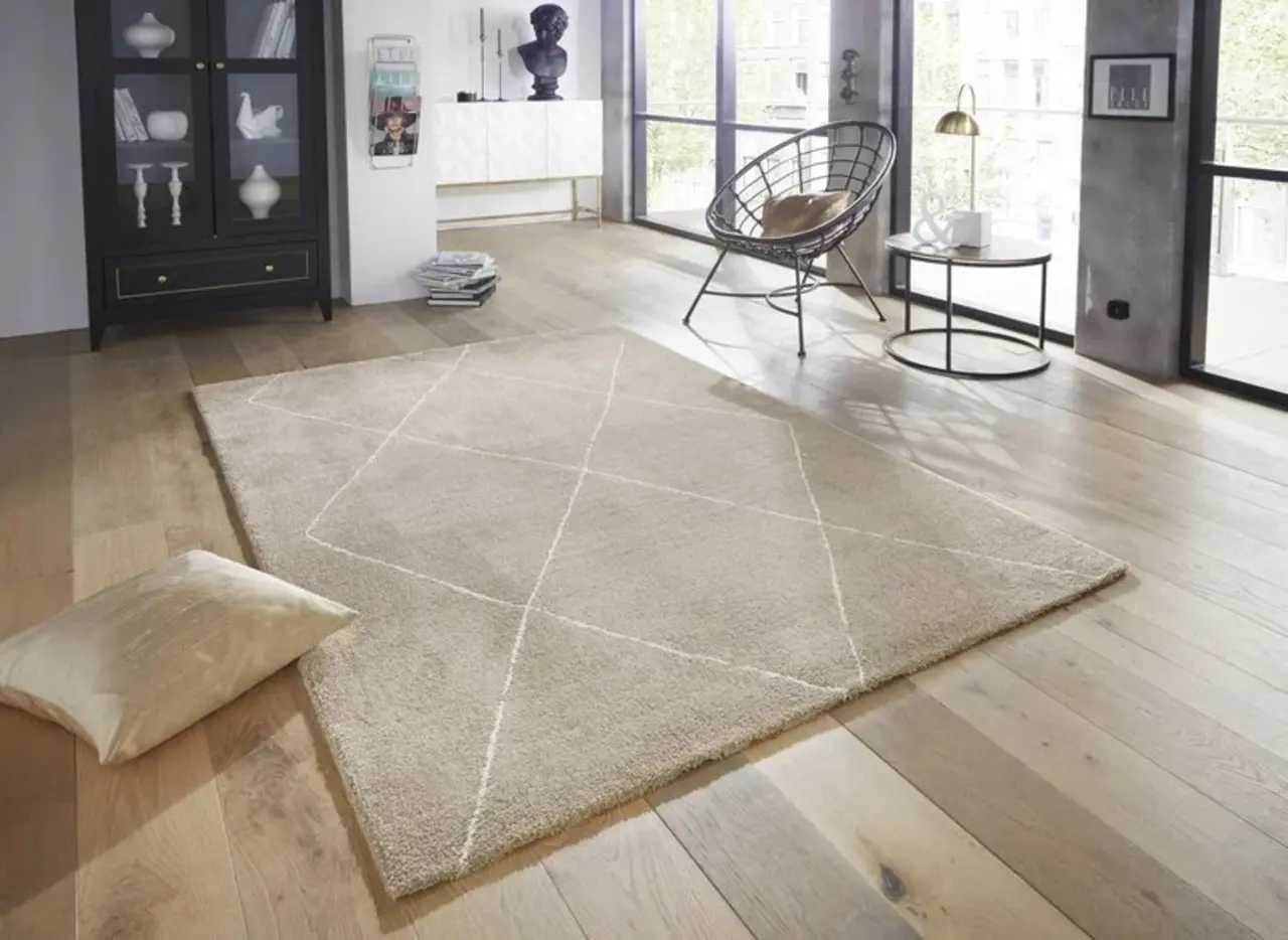 Flycarpets Elle Decoration - Modern Design Vloerkleed - Laagpolig - Geruit - Beige