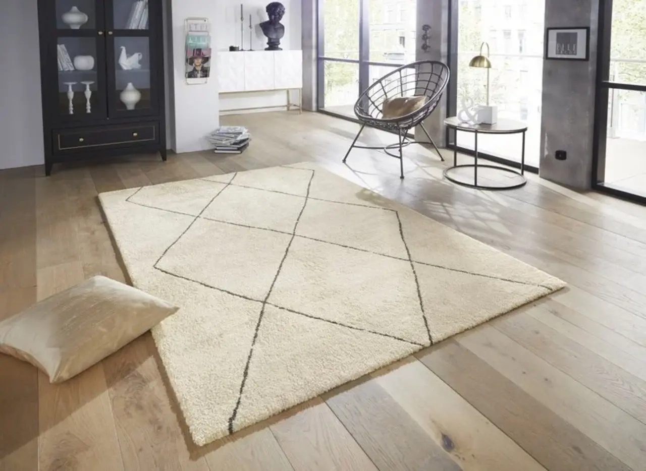 Flycarpets Elle Decoration - Modern Design Vloerkleed - Laagpolig - Geruit - Beige / Bruin