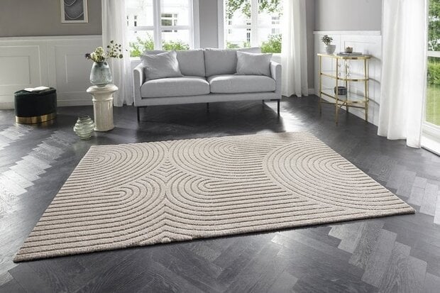 flycarpets Elle Decoration - Modern Design vloerkleed - Zacht Laagpolig - 3D Effect - Crème / Beige
