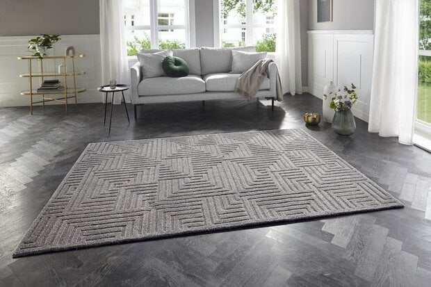 flycarpets Elle Decoration - Modern Design vloerkleed - Zacht Laagpolig - 3D Effect - Grijs