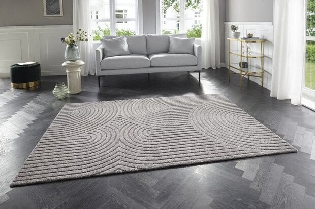 flycarpets Elle Decoration - Modern Design vloerkleed - Zacht Laagpolig - 3D Effect -Grijs
