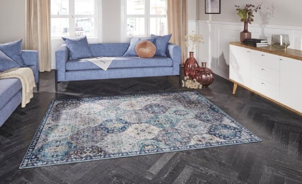 Flycarpets Elle Decoration - Vintage Vloerkleed - Ghom - Klassiek - Denim Blauw
