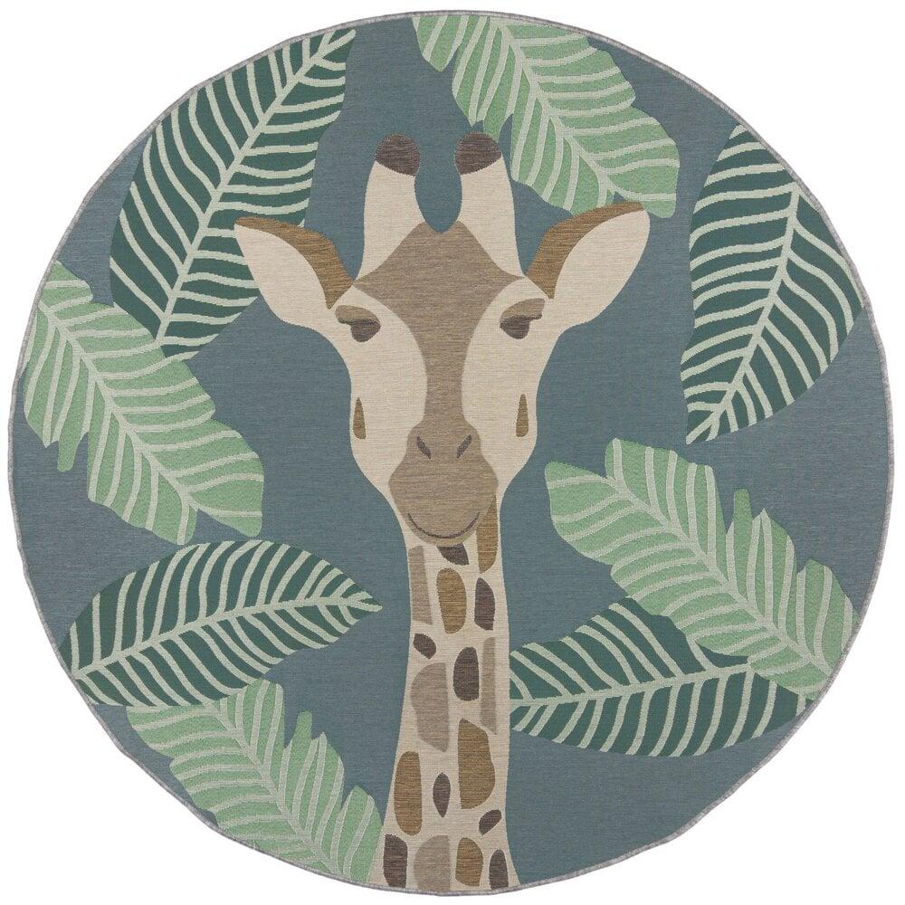 Flycarpets Eric Giraffe Outdoor Circle Rug - Speels Safari Avontuur