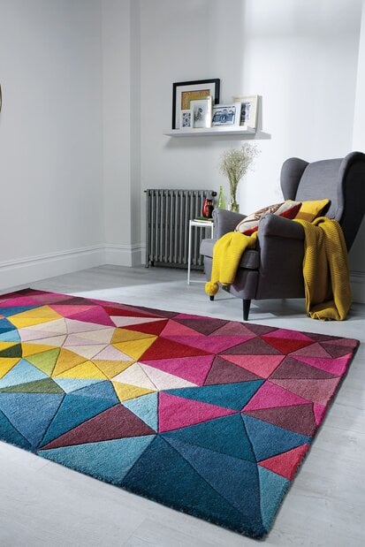 flycarpets Falmouth vloerkleed - Laagpolig - 100% Wol - Geo Modern - Multi