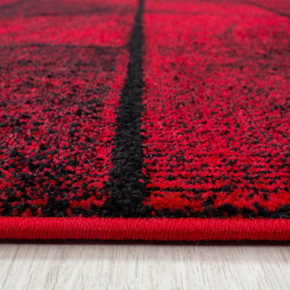 Flycarpets Fano Modern Rood - Zwart Vloerkleed - Geblokt