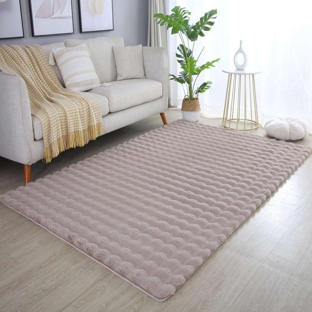 Flycarpets Felicia Hoogpolig Fluffy Beige Vloerkleed - 3D Design
