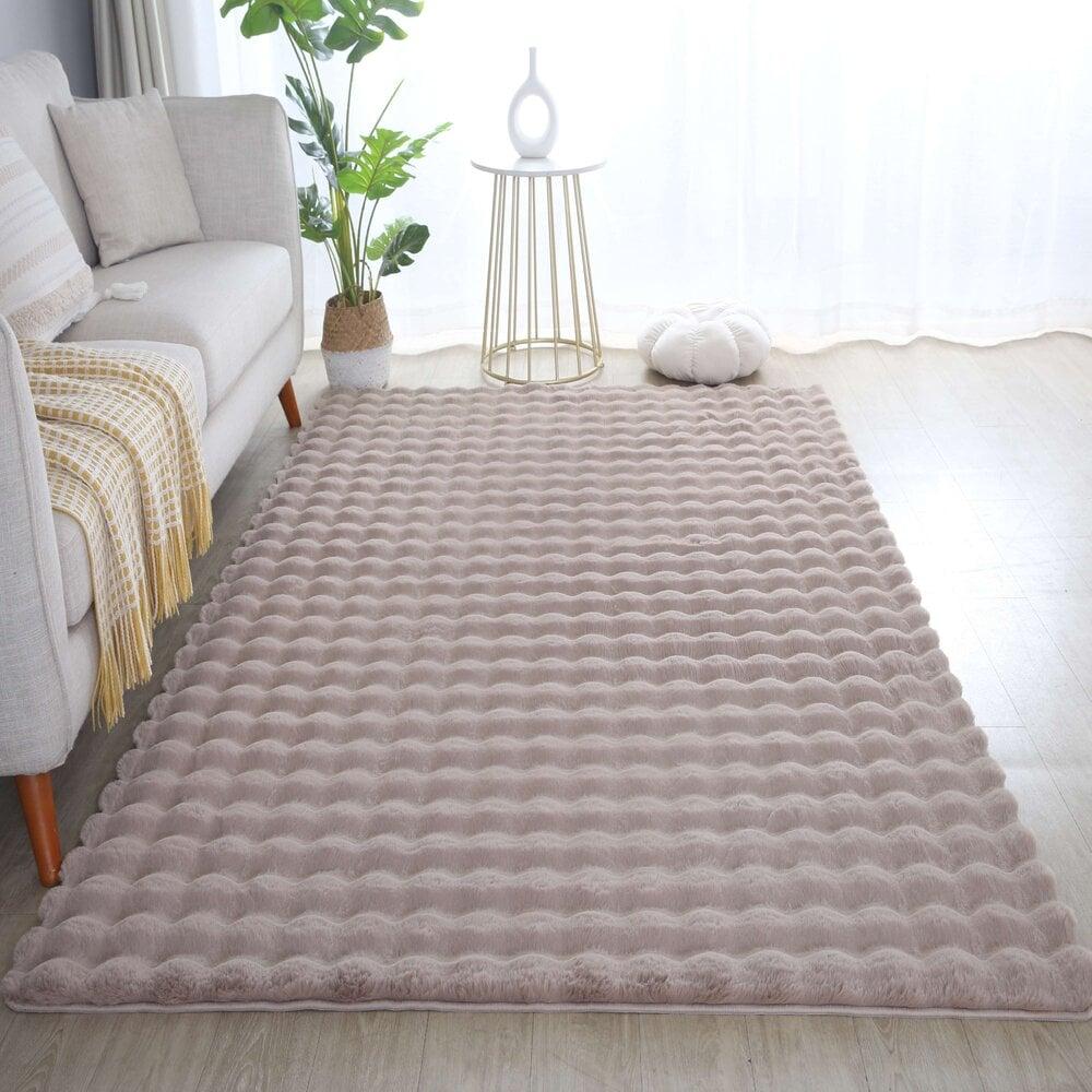 Flycarpets Felicia Hoogpolig Fluffy Beige Vloerkleed - 3D Design
