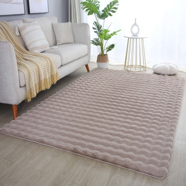 flycarpets Felicia Hoogpolig Fluffy Beige vloerkleed - 3D Design