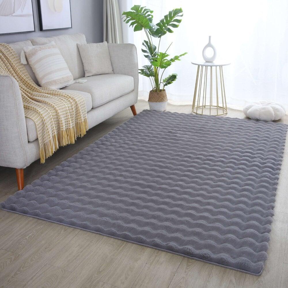 Flycarpets Felicia Hoogpolig Fluffy Grijs Vloerkleed - 3D Design