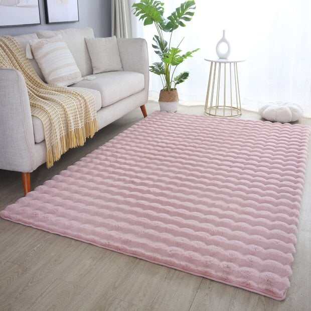 flycarpets Felicia Hoogpolig Fluffy Roze vloerkleed - 3D Design