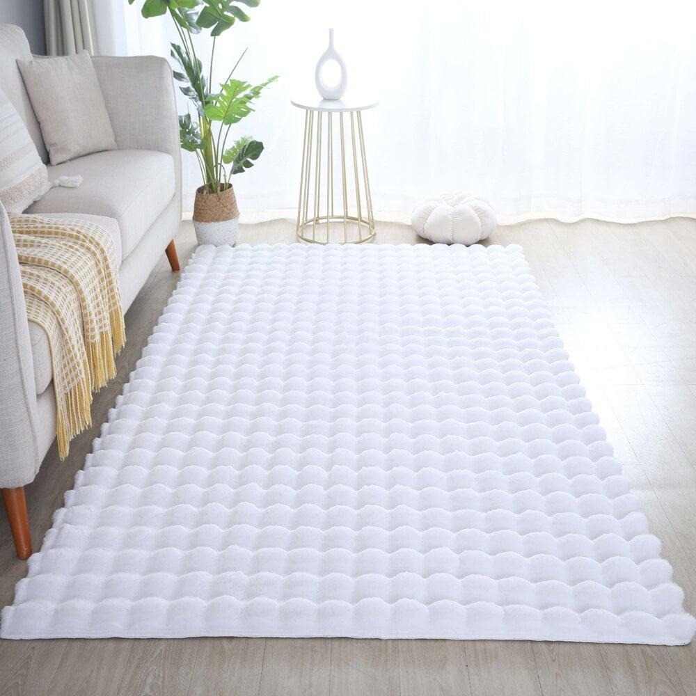 Flycarpets Felicia Hoogpolig Fluffy Wit Vloerkleed - 3D Design