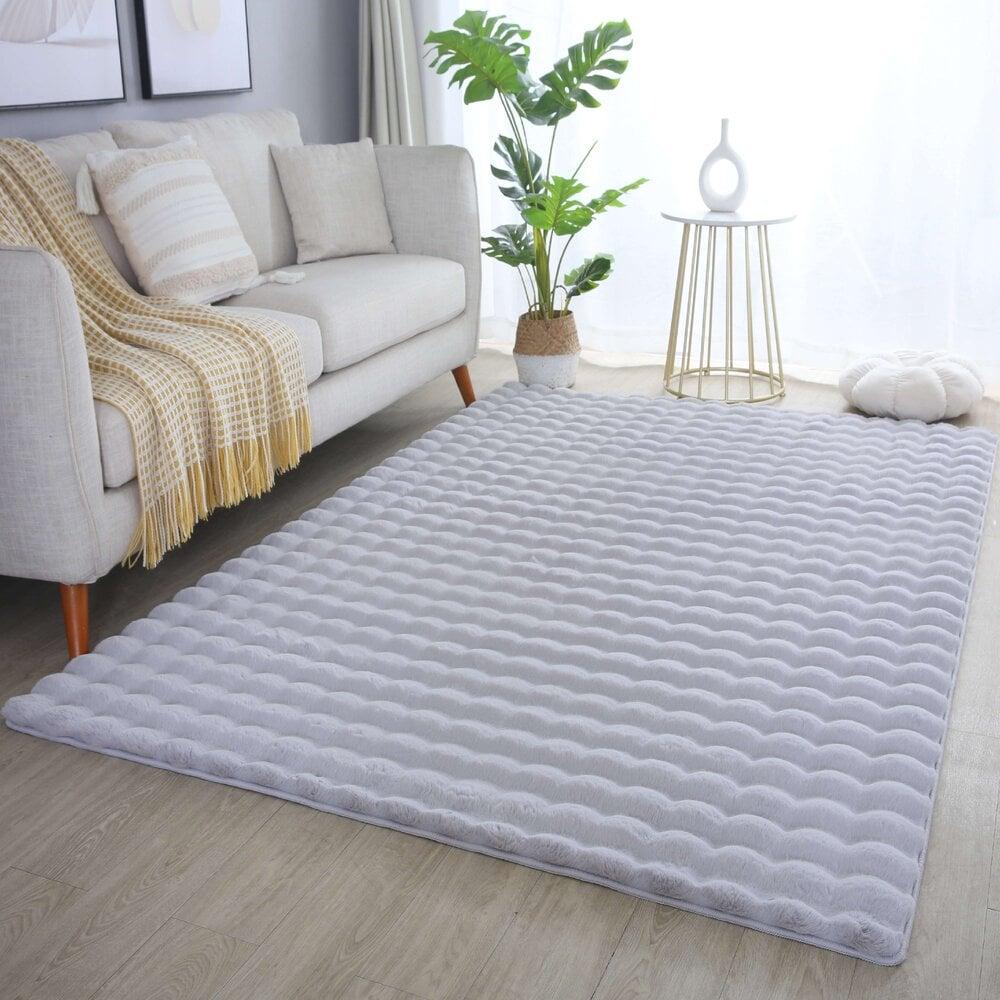Flycarpets Felicia Hoogpolig Fluffy Zilver Vloerkleed - 3D Design