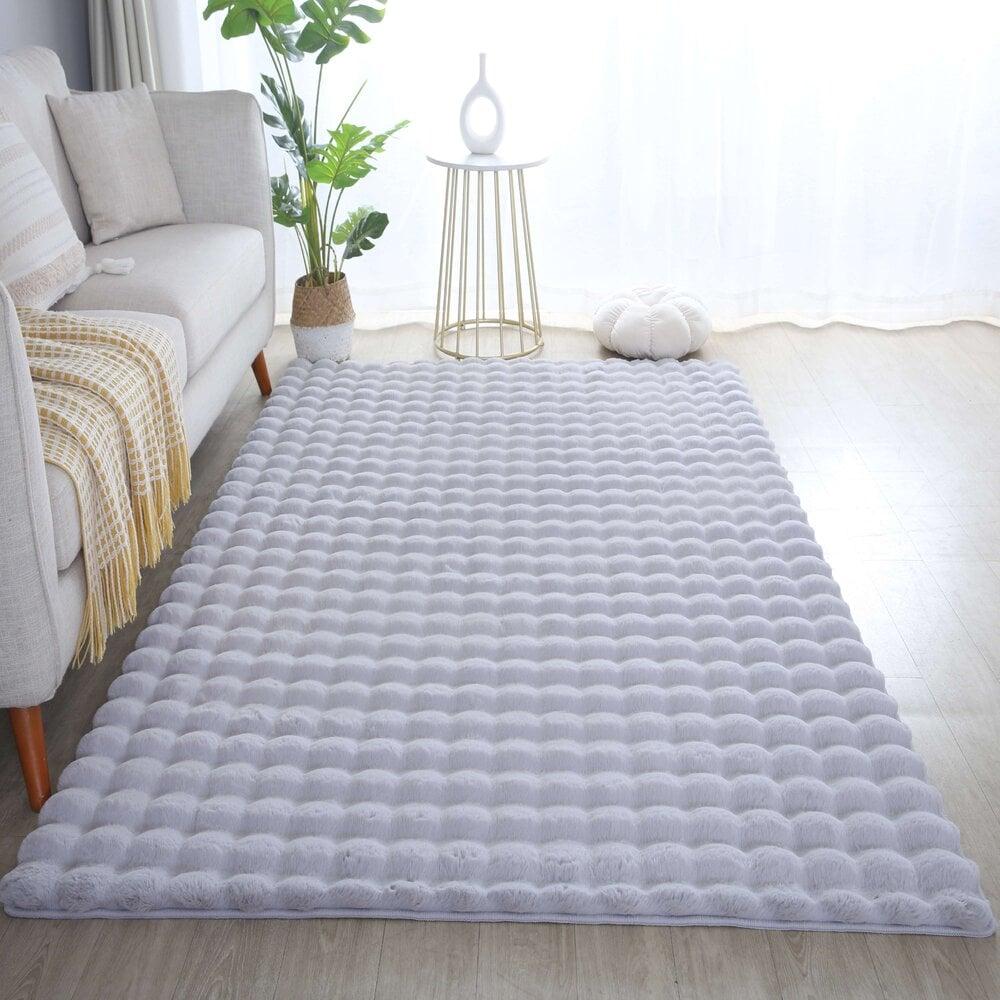 Flycarpets Felicia Hoogpolig Fluffy Zilver Vloerkleed - 3D Design